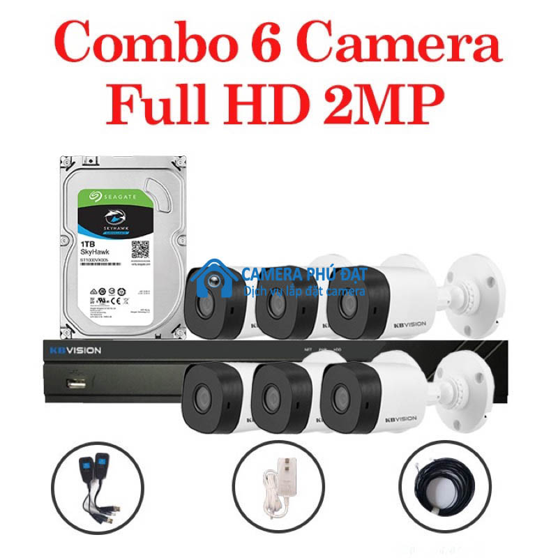 Trọn bộ 6 camera Kbvision 2MP